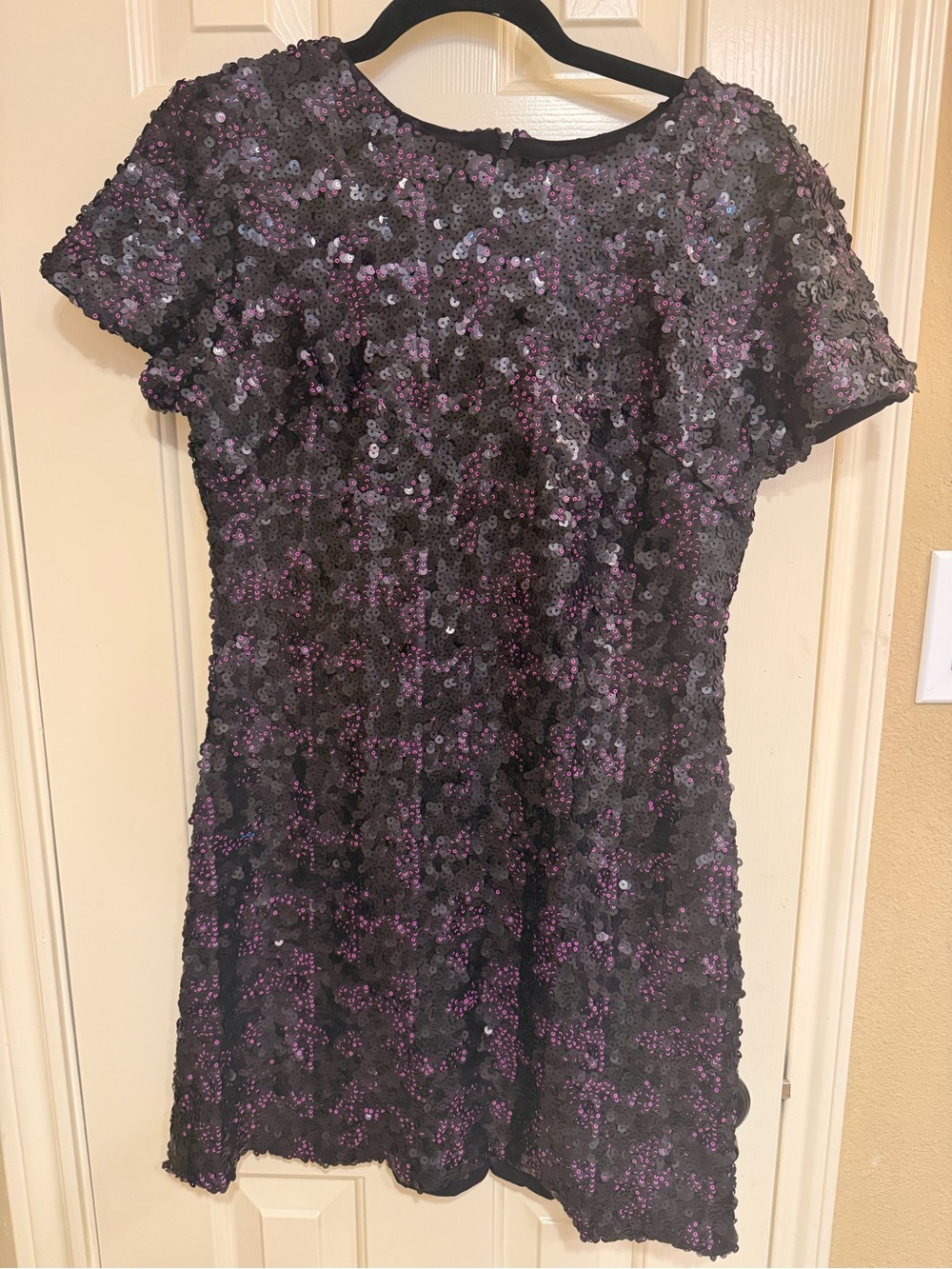 Dress the Population Black and Purple Sequin Mini Dress